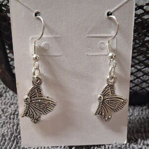 Elegant Silver Butterfly Dangle Earrings